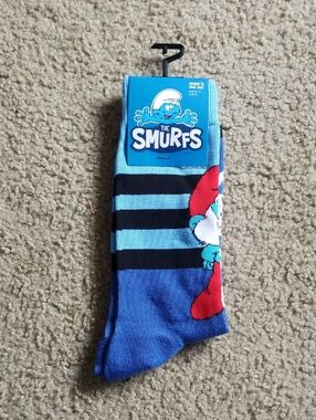 The Smurfs Men's Blue Striped Casual Socks